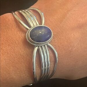 925 STERLING VINTAGE LAPIS CUFF BRACELET